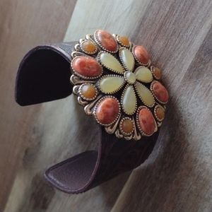 Faux Leather Beads Cuff
